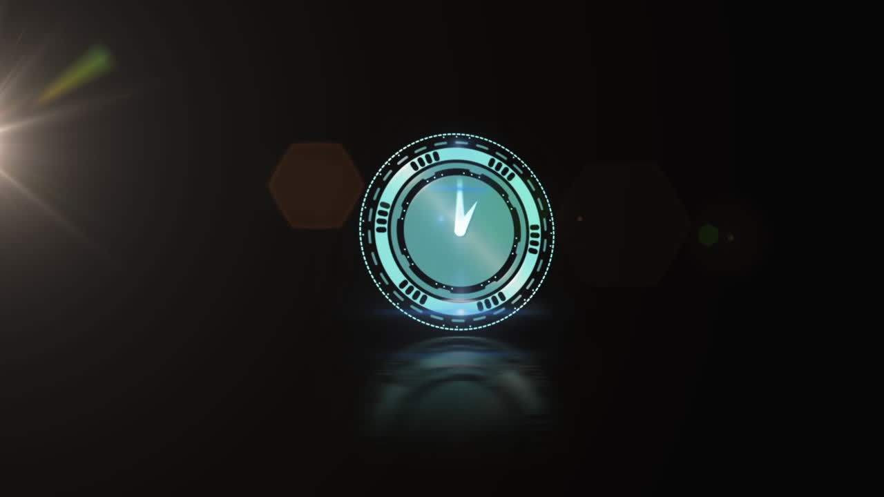 animación del tic-tac del reloj sobre una luz brillante sobre fondo negro