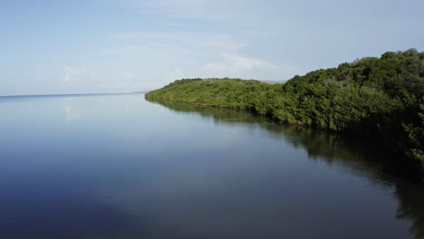 Excelente-Toma-Aérea-Del-Océano-Azul-Claro-Junto-A-La-Costa-Verde-De-Papohaku,-Hawaii