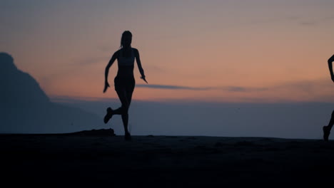 active, fit and athletic females running during