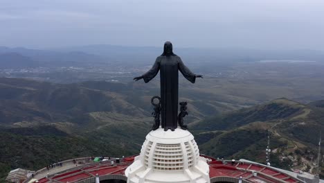 aerial: cristo rey in silao, guanajuato, mexico, drone view