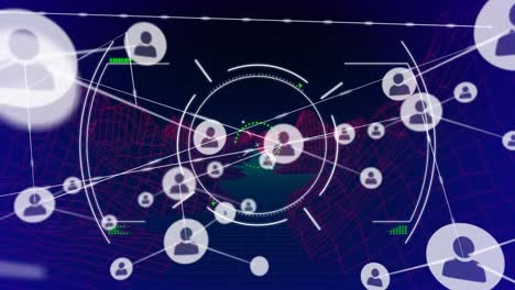 animación de la red de conexiones a través del escaneo de alcance
