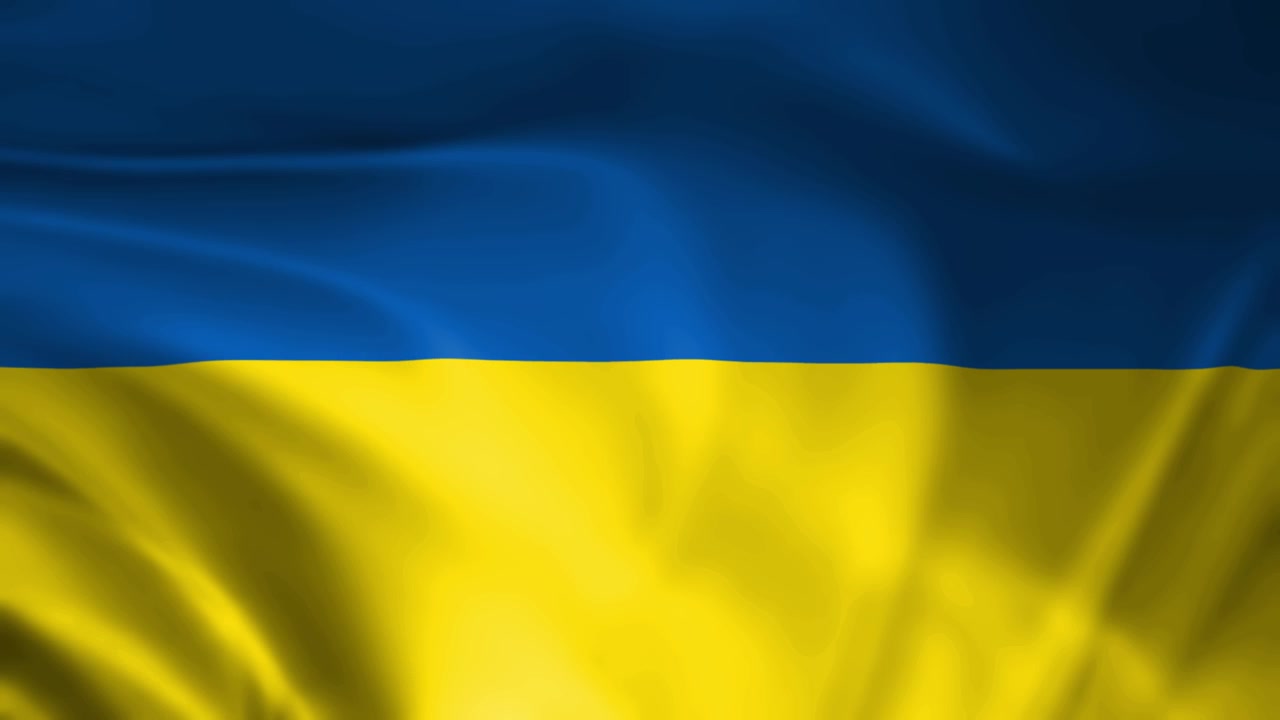 La bandiera nazionale dell'Ucraina che sventola nel vento