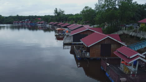 drone view of floating mini villa in rompin pahang, malaysia