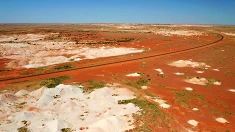 panorama of the red landscape of the wilderness with white sand in south australia