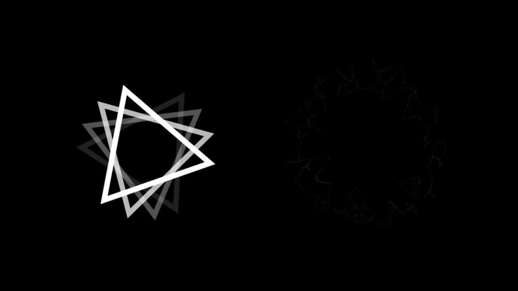Animation of shapes moving on black background