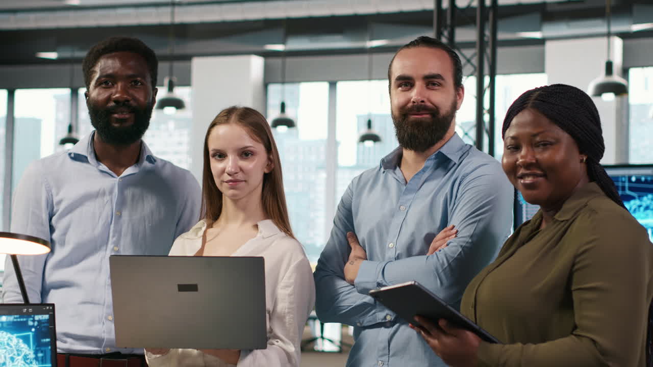 Portrait Of Teamworking Engineers Writing Code, Developing Machine Learning Apis