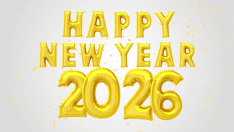 happy new year 2026 merry christmas golden balloons text decoration glitter gold confetti on trendy
