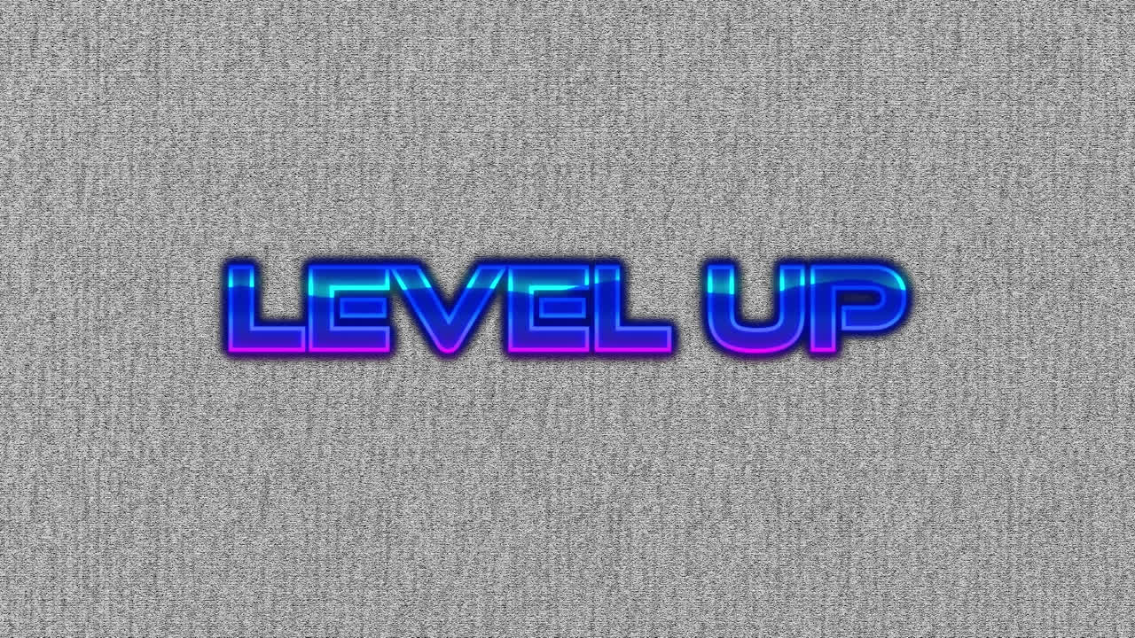 animación del texto de nivel en el fondo gris