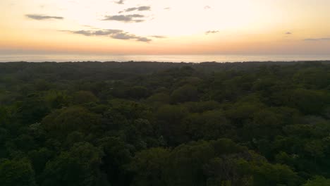 Aerial-view-of-the-sunset-in-Nosara,-Costa-Rica