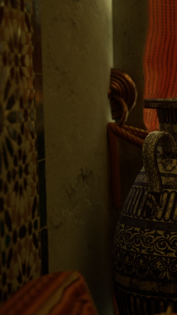 Decorative pottery displayed in a cozy indoor setting with warm colors
