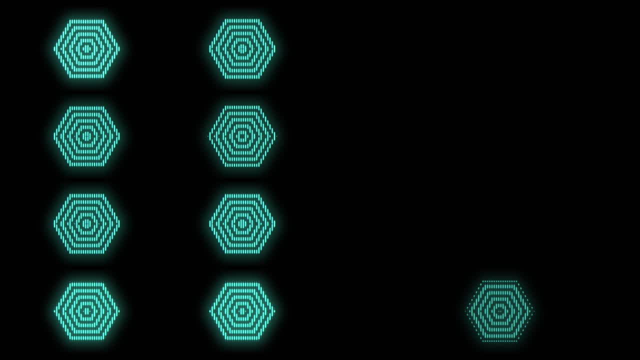 patrón de hexágonos con luz led verde neón pulsante 8