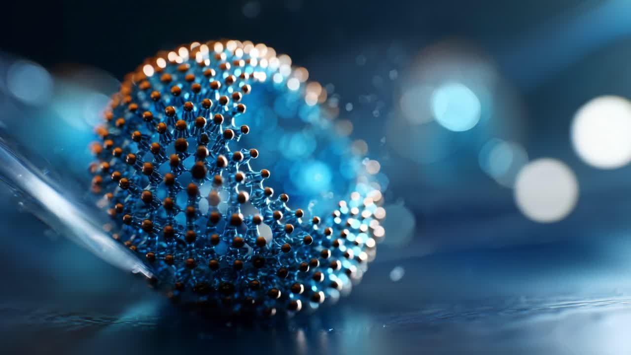 A Stunning Close-Up of a Textured Spherical Artwork with Metallic and Blue Beads, Capturing Light Reflections and Water Droplets, Showcasing Creativity and Intricate Design Elements