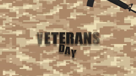 día de los veteranos con ametralladora en textura militar