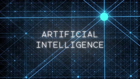 swirling particles connecting and revealing the words artificial intelliegence