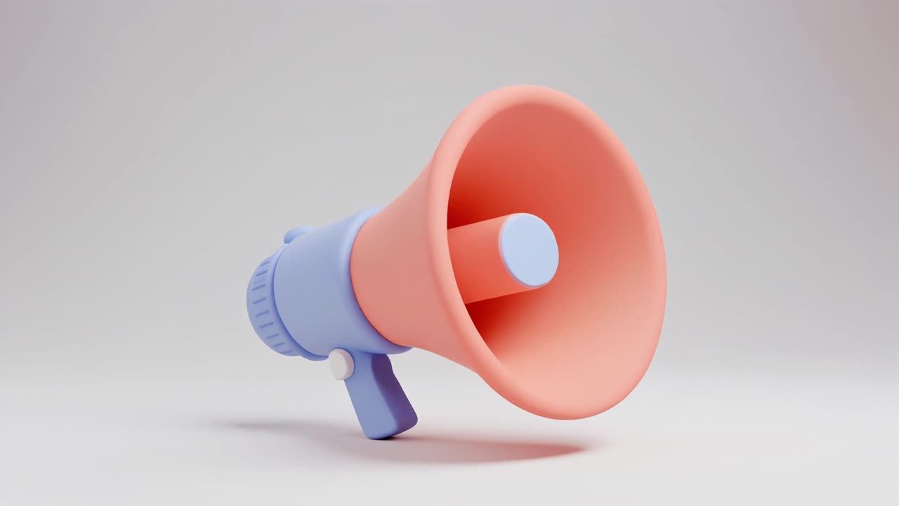 Animated 3D Megaphone Icon Sliding into Frame
