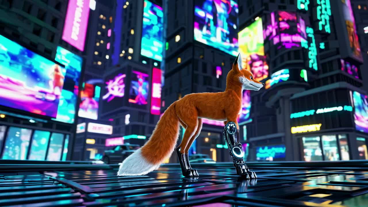 Cyberpunk Fox in Neon City