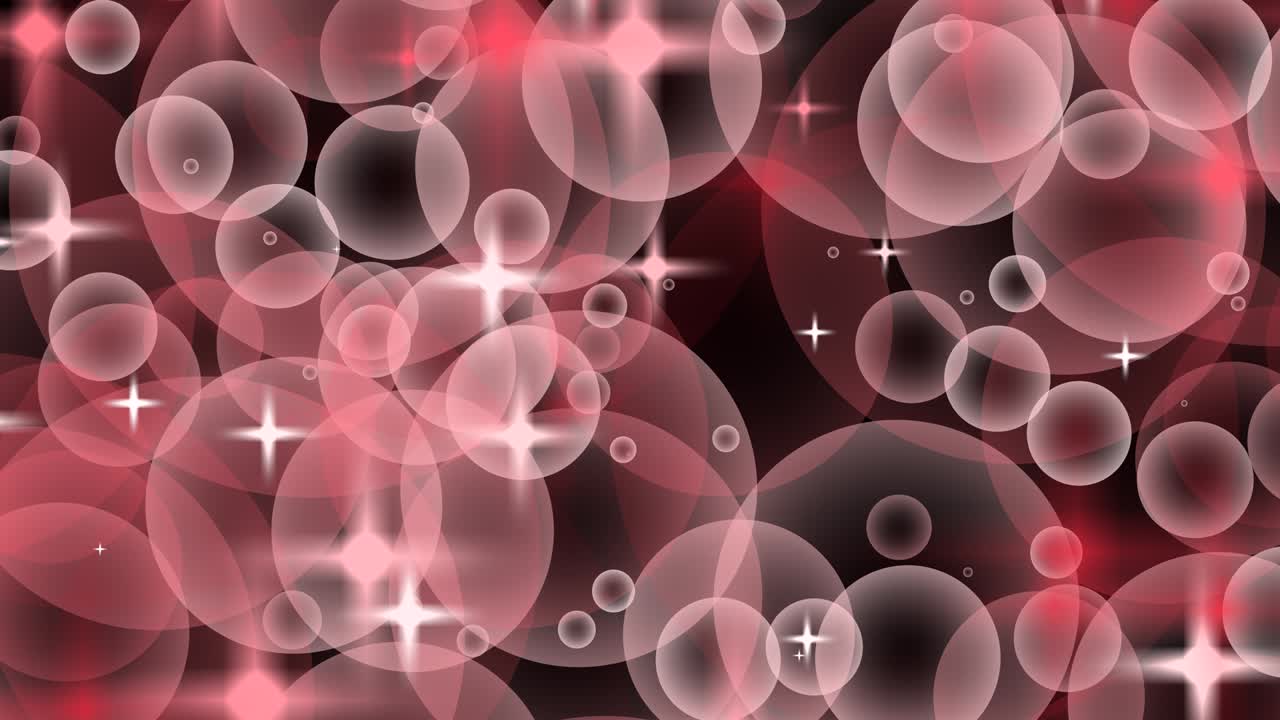 Pink red burgundy Gray seamless rising Bubbles and Stars floating and slow moving Loop particle Bubble Animation Black Background.