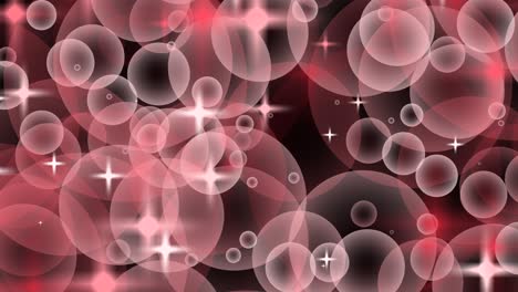 pink red burgundy gray seamless rising bubbles and stars floating and slow moving loop particle bubble animation black background.