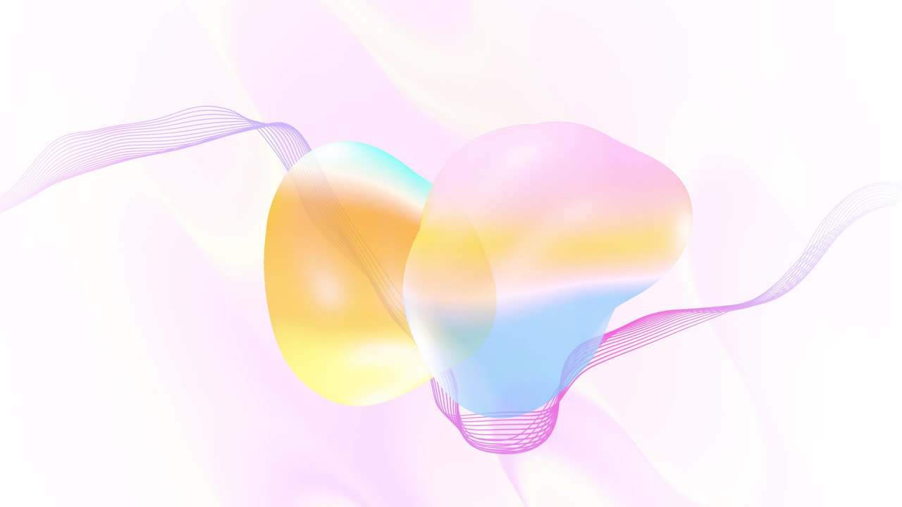 Animation of blobs and abstract shapes moving over waving layers background