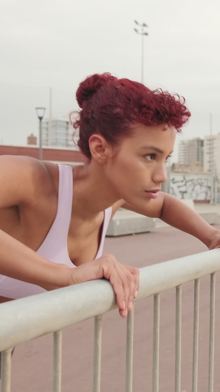 Woman Doing Incline Push-Ups Outdoors