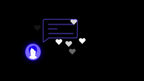 animación de iconos de medios sobre los corazones.