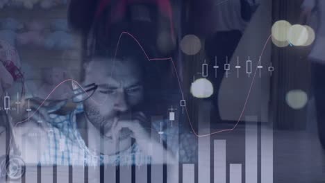 Animación-De-Estadísticas-Y-Procesamiento-De-Datos-Sobre-El-Hombre-Usando-Computadora-Y-Calle-De-La-Ciudad