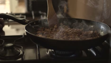 Cooking-the-Italian-ragout-on-the-pan