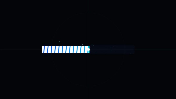 Digital Loading Bar Animation with Glowing Blue Progress
