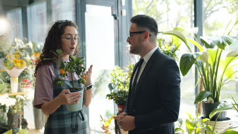 customer discussing plants with florist