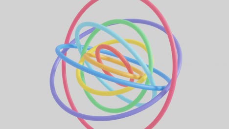 rainbow rings on a white background. seamless loop animated multicolor object