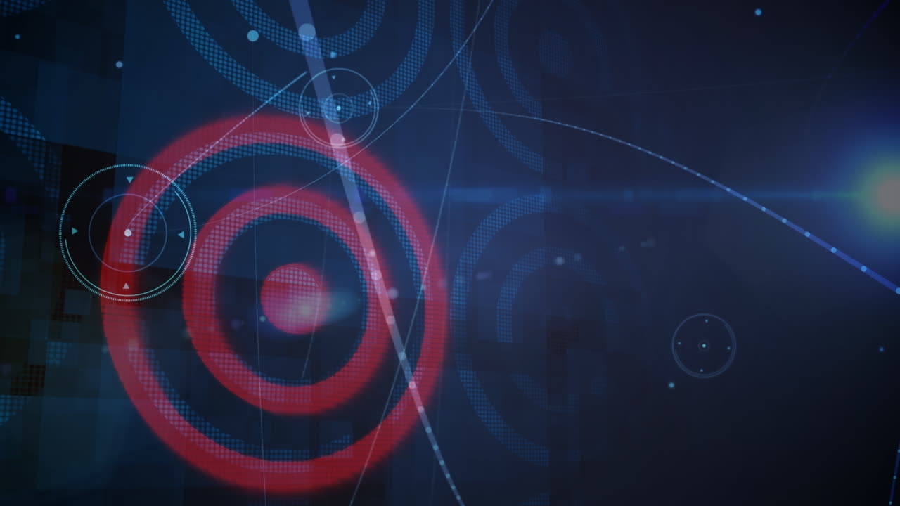 animación de la red de conexiones sobre círculos sobre espacio negro