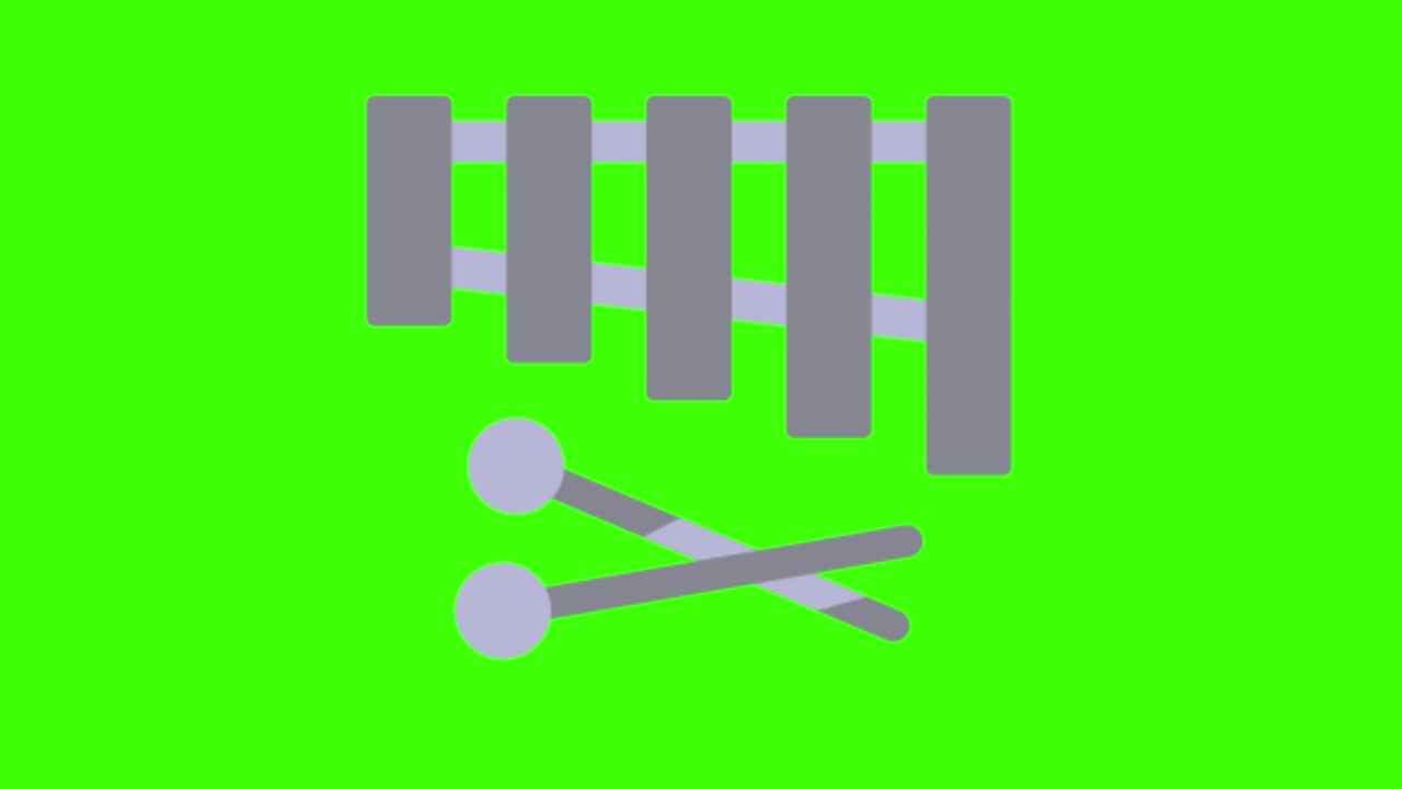 pantalla verde de un juego de glockenspiel animado