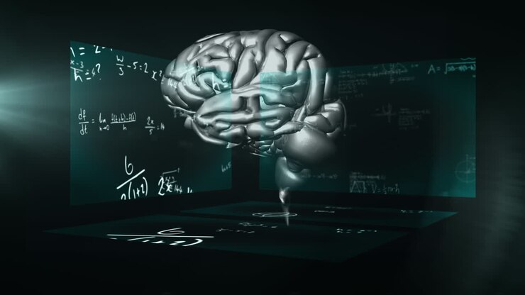 Animation of scientist equations over 3D brain during coronavirus covid19 pandemic