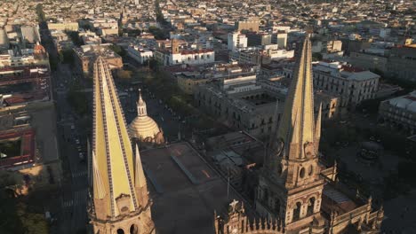 aerial fo guadalajara main church at sunset jalisco capital city od mexico