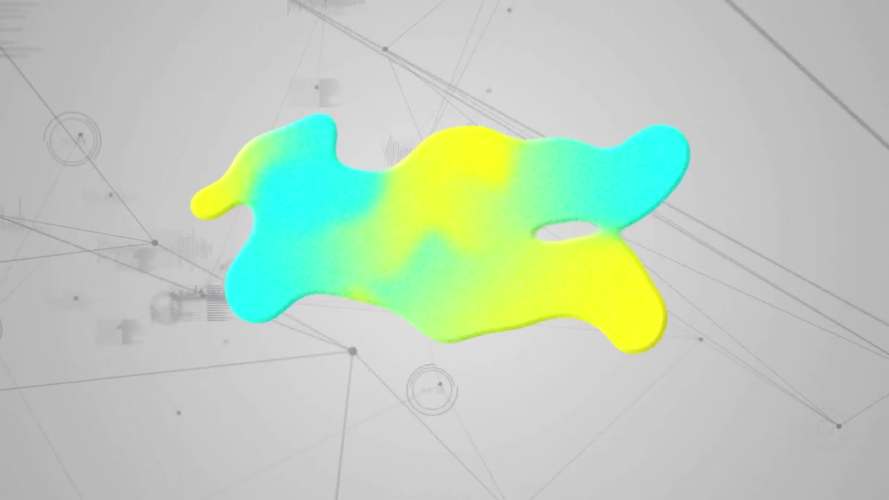 animación de manchas brillantes a través de una red de conexiones con estadísticas