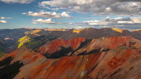 timelapse, red mountain pass, colorado usa, clouds and shadows moving above red hills