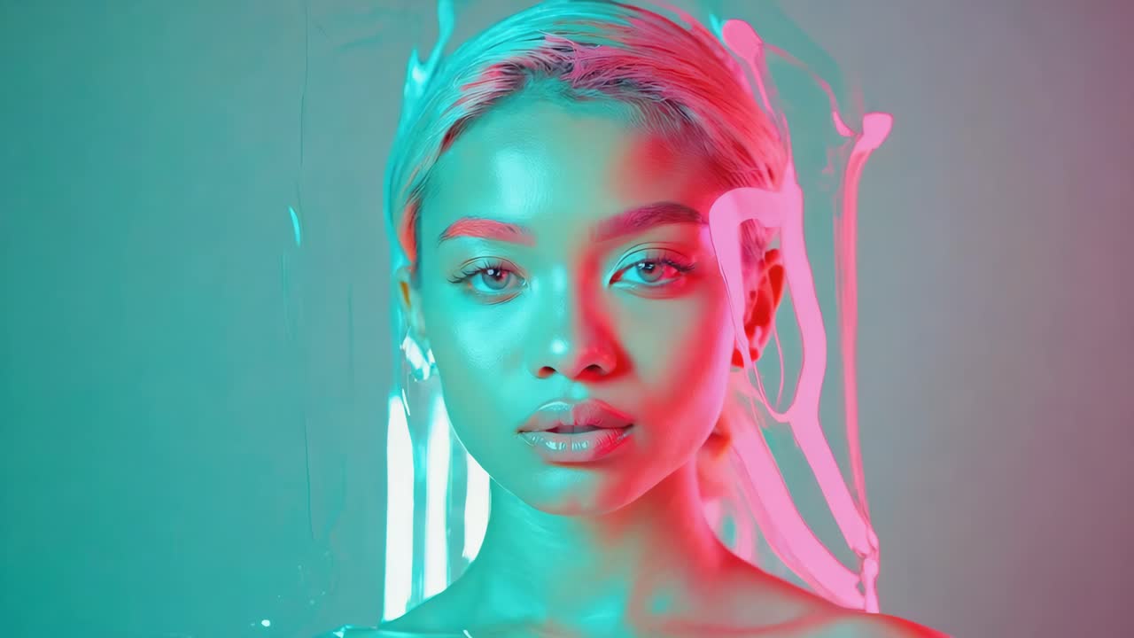 Futuristic Neon Portrait of a Woman