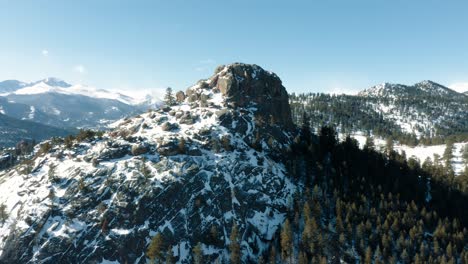 drone shot of snowy mountains and hills