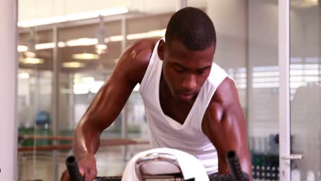 fit man working out on the exercise bike