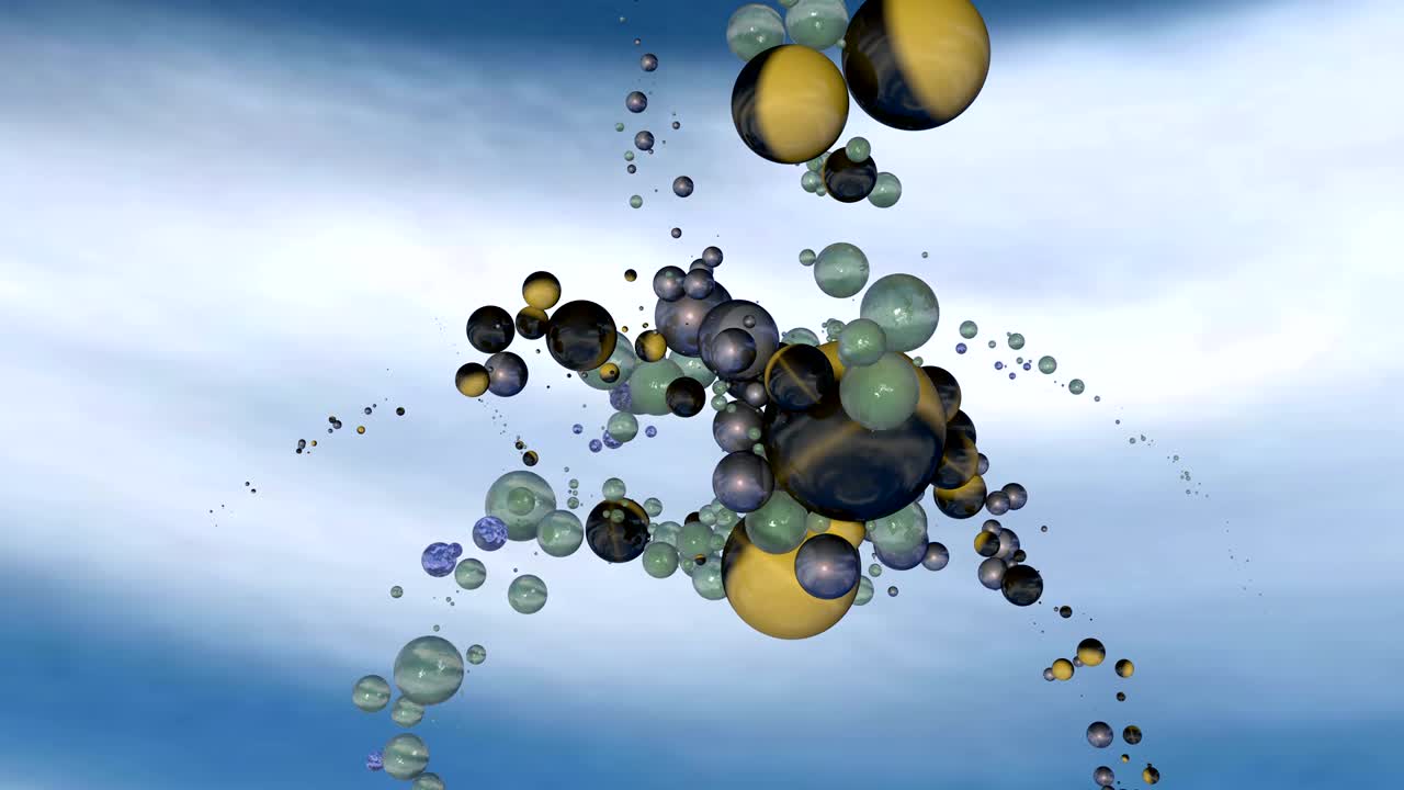 하늘에서 날아다니는 거품의 배경입니다.