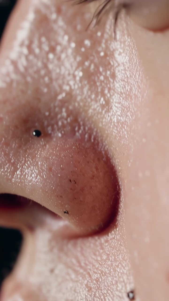 인간의 코의 클로즈업