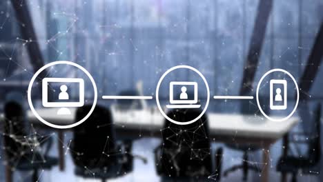animación de los iconos de los medios en la oficina