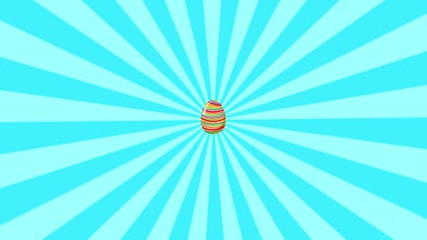 cartoon easter eggs on a blue and teal sunburst seamless looping motion background