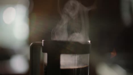 a steaming cup of coffee