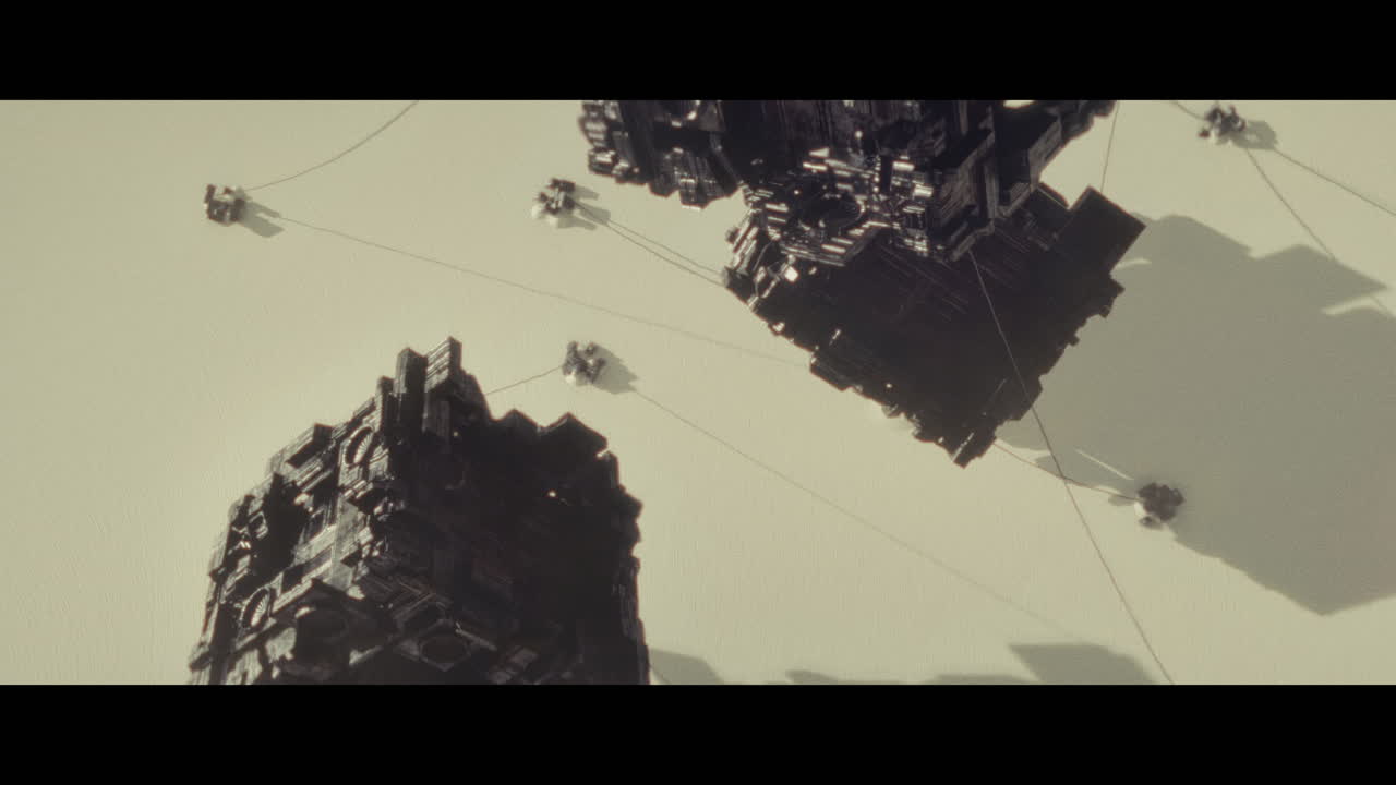 Huge alien qube artifacts in the desert