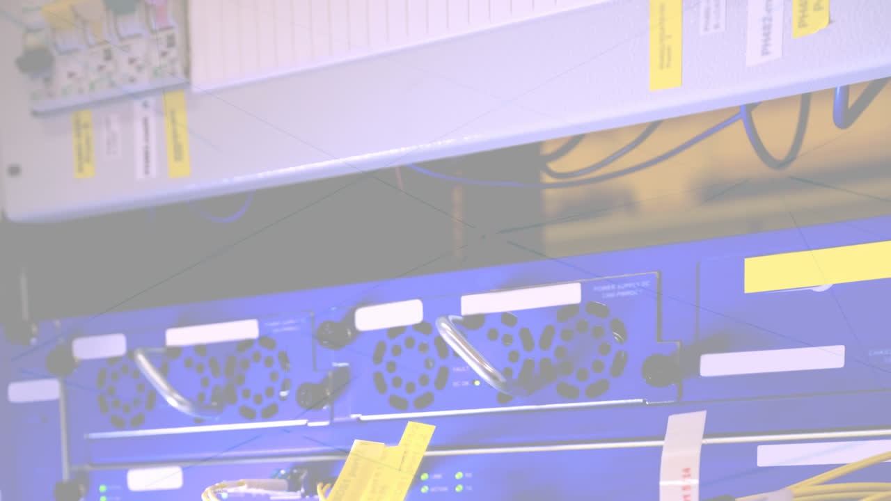 컴퓨터 서버 하드웨어의 애니메이션은 희미한 색조로