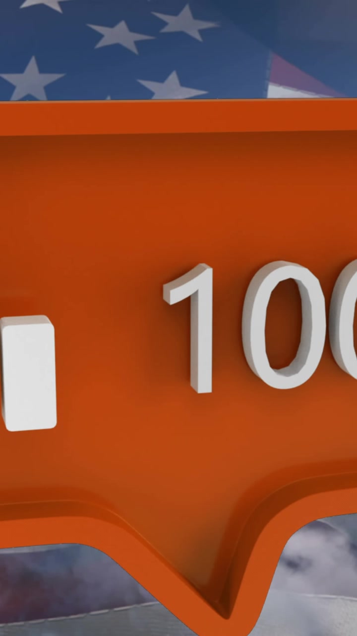Animation of like icon with numbers on speech bubble with flag of usa