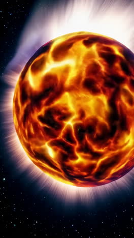 fiery planet in space