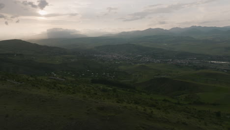 Green-Fields-And-Hills-Near-Akhaltsikhe-In-Samtskhe-Javakheti,-Georgia---aerial-panoramic