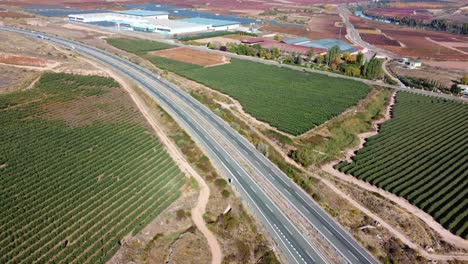 Un-Camino-Entre-Vides-Para-La-Producción-De-Vino-En-Un-Viñedo-Cerca-De-Un-Río-En-La-Rioja,-España